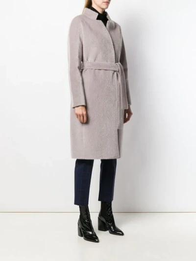 Herno Belted Wrap Overcoat In Grey