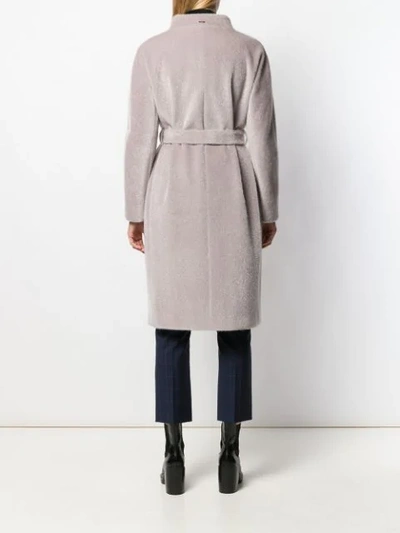 Herno Belted Wrap Overcoat In Grey
