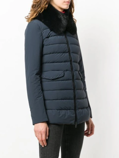 Shop Peuterey Fur Collar Padded Jacket - Blue