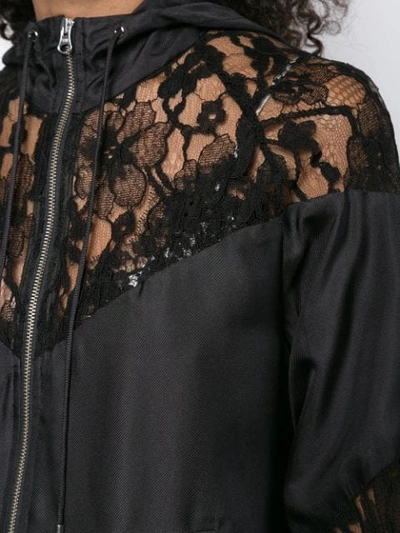 Shop Fleur Du Mal Lace Detail Track Jacket In Black