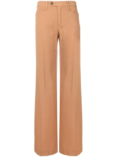 Shop Chloé Flared Trousers In Brown
