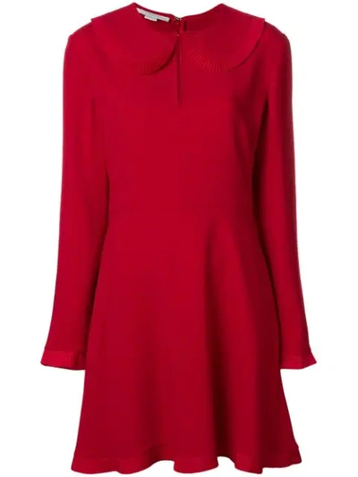 Shop Stella Mccartney Pleated Trim Flared Dress In Red