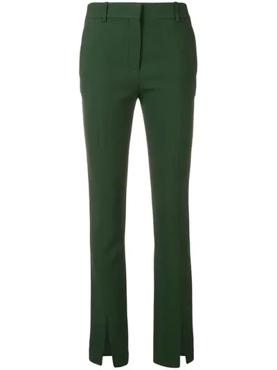 Shop Victoria Victoria Beckham Tailored Front Slit Trousers In Green