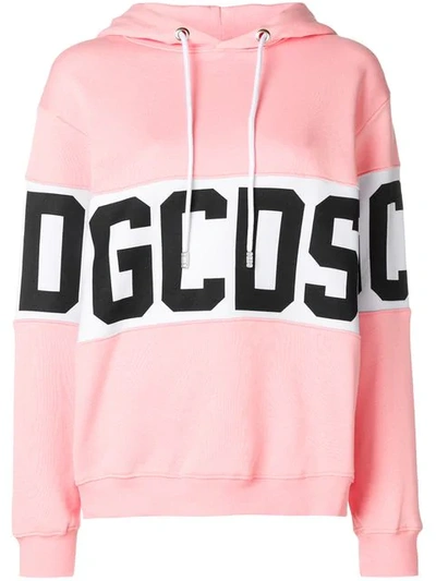 Shop Gcds Logo Stripe Hoodie In Pink