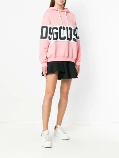 Shop Gcds Logo Stripe Hoodie In Pink