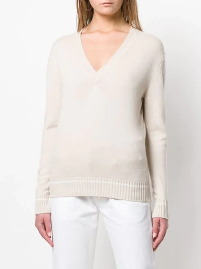 Shop Barrie Cashmere V-neck Sweater In Neutrals
