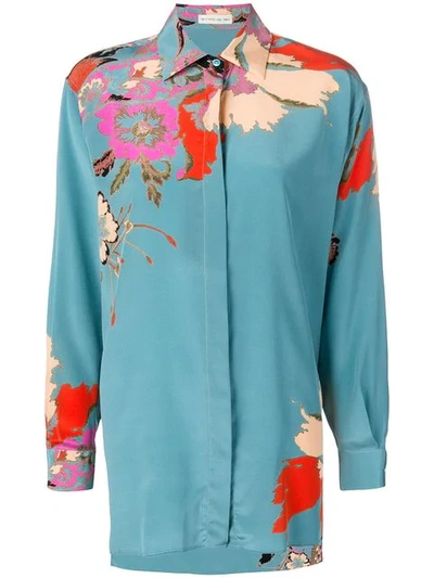 Shop Etro Oversized Printed Shirt In Blue