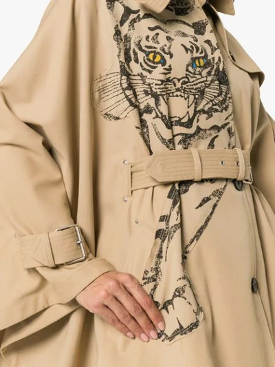 Shop Valentino Tiger Print Trench Coat In Neutrals