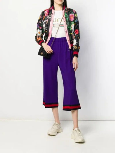 Shop Gucci Web Trim Culottes In Purple