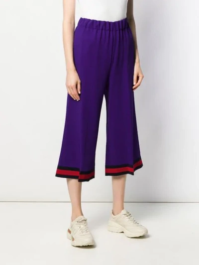 Shop Gucci Web Trim Culottes In Purple