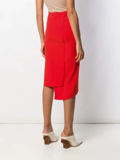 Shop Poiret Asymmetric Hem Midi Skirt In Red