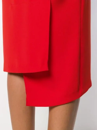 Shop Poiret Asymmetric Hem Midi Skirt In Red