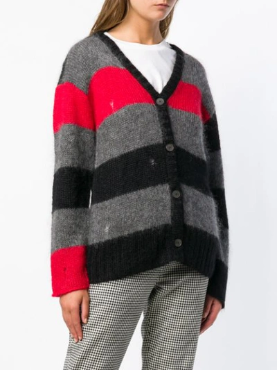 Shop Miu Miu Colour Block Striped Cardigan - Grey