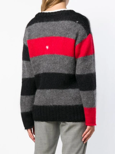 Shop Miu Miu Colour Block Striped Cardigan - Grey