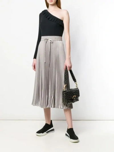 Shop Red Valentino Sunray Pleated Skirt In Grey