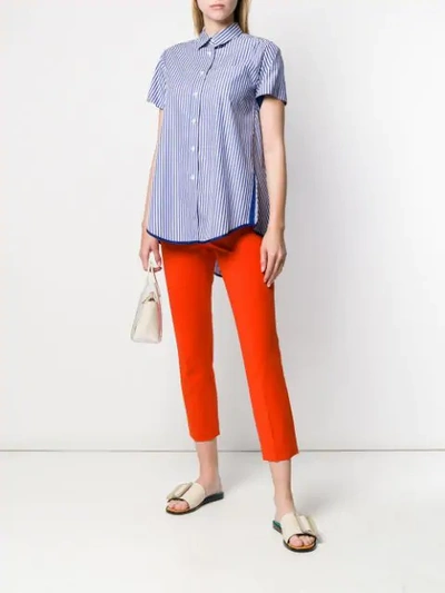 Shop Alberto Biani Poplin Striped Shirt In Blue