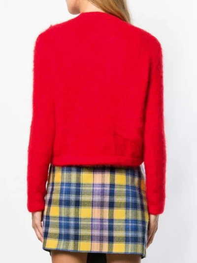 Shop Gcds Embellished Fitted Sweater In Red