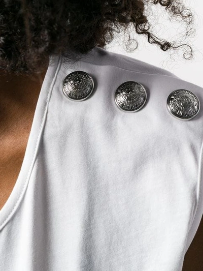 Shop Balmain Embellished Buttons Top In White