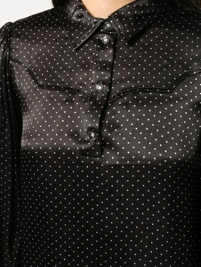 Shop Ganni Half Buttoned Cropped Shirt In Black