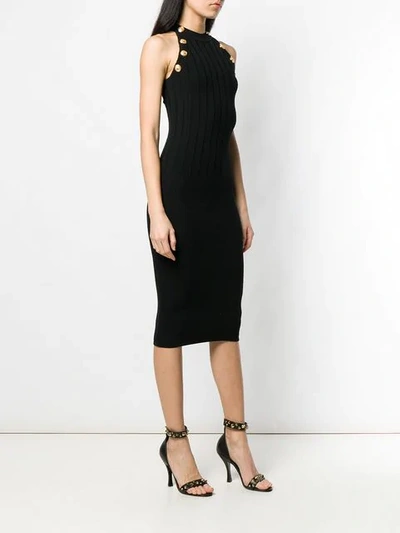 Shop Balmain Midi Knit Dress In Black