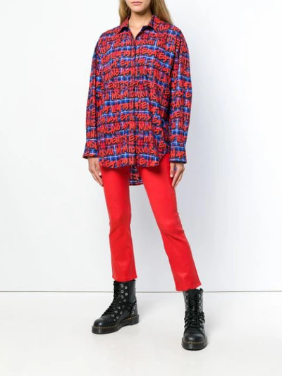 Shop Msgm Graffiti Print Shirt - Red