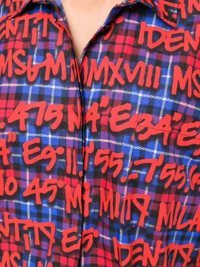 Shop Msgm Graffiti Print Shirt - Red