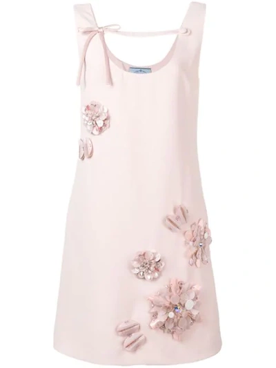 Shop Prada Floral Mini Dress In Pink