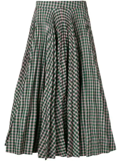 Shop Calvin Klein 205w39nyc Tartan Full Skirt In Green
