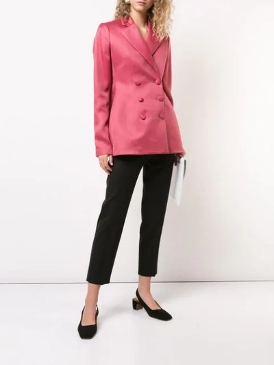 Shop Marina Moscone Double Breasted Blazer In Pink
