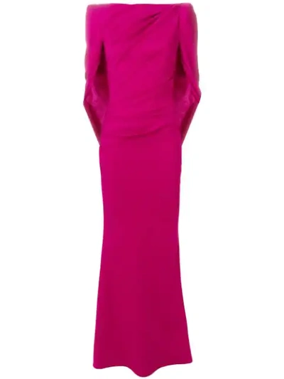 Shop Talbot Runhof Draped Back Gown In Pink