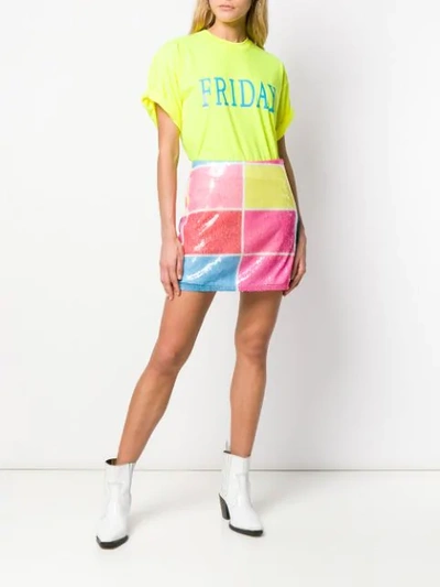 Alberta Ferretti Multicoloured Sequin Skirt In Pink