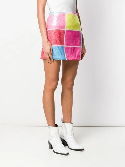 Alberta Ferretti Multicoloured Sequin Skirt In Pink