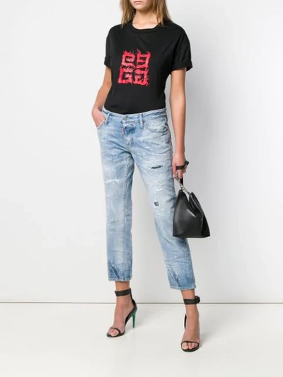 DSQUARED2 CROPPED DISTRESSED JEANS - 蓝色