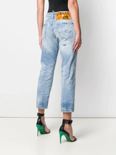 DSQUARED2 CROPPED DISTRESSED JEANS - 蓝色