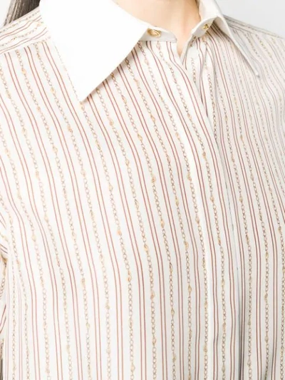 Shop Chloé Striped Silk Shirt In White