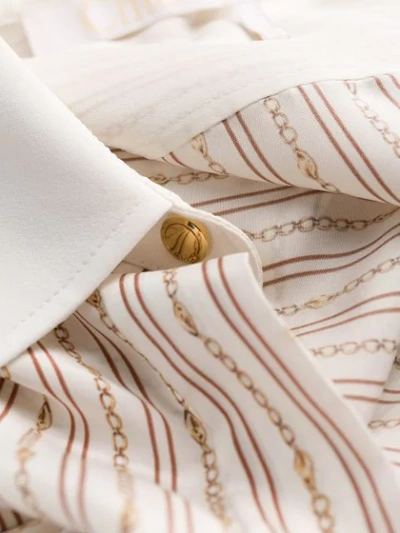 Shop Chloé Striped Silk Shirt In White