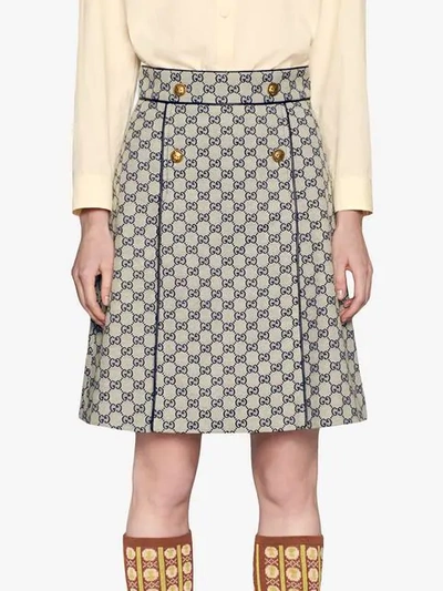 Shop Gucci Gg Canvas A-line Skirt In White