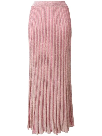Shop Missoni Long Knitted Skirt In Pink