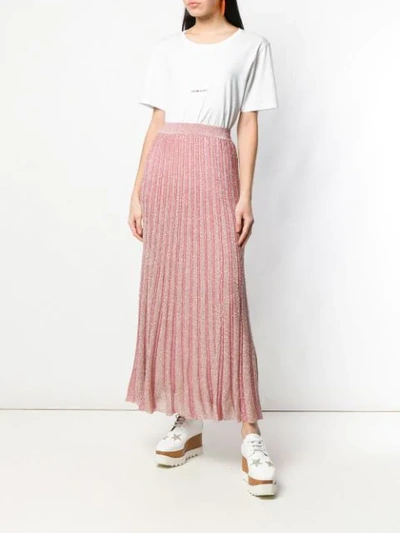 Shop Missoni Long Knitted Skirt In Pink