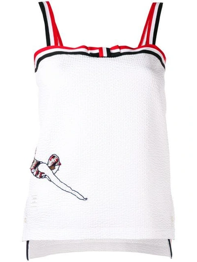 Shop Thom Browne Sequin Icon Bow Tie Camisole In White