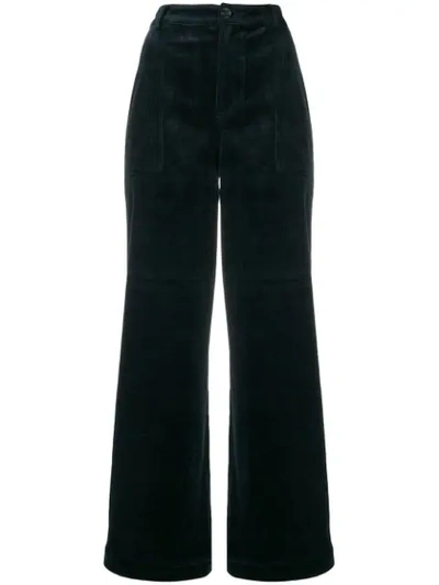 Shop Ganni Wide-leg Corduroy Trousers In 707 Total Eclipse