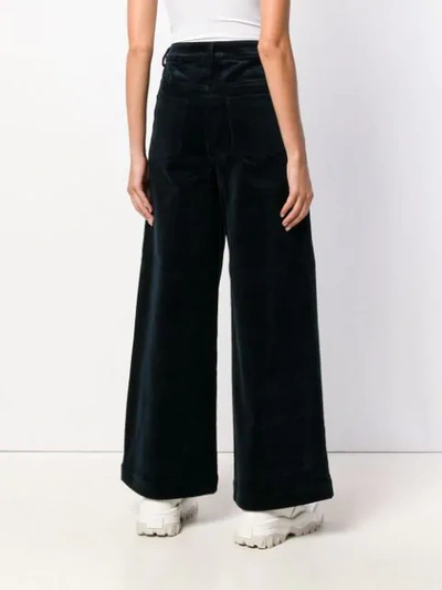 Shop Ganni Wide-leg Corduroy Trousers In 707 Total Eclipse