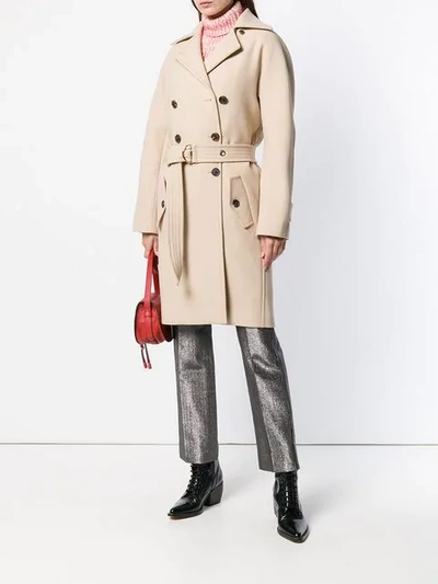 Shop Chloé Belted Double-breasted Coat In Neutrals