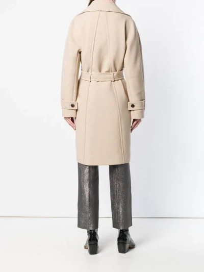 Shop Chloé Belted Double-breasted Coat In Neutrals