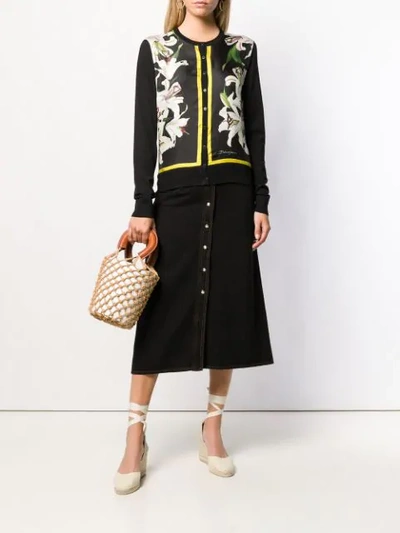 Shop Dolce & Gabbana Lily Print Cardigan In Hnkk8 Gigli Fdo.nero