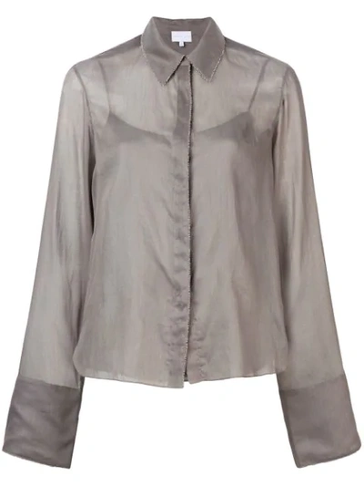 Shop Noon By Noor Helen Embellished Trim Shirt In Grey