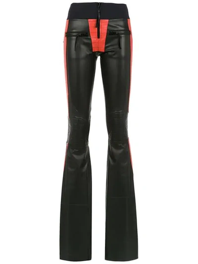 Shop Andrea Bogosian Flared Leather Trousers In Black