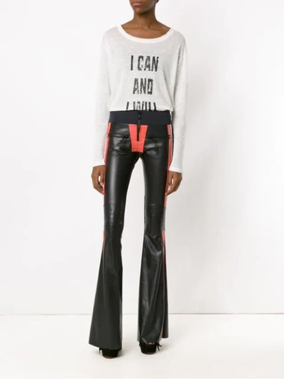 Shop Andrea Bogosian Flared Leather Trousers In Black