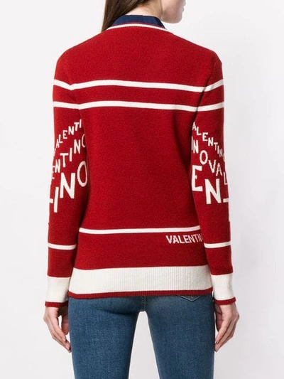 Shop Valentino Logo Intarsia Jumper In Red