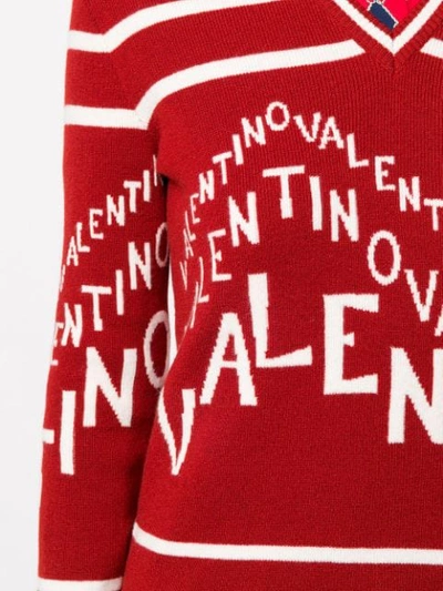 Shop Valentino Logo Intarsia Jumper In Red